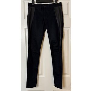 Rag Bone Jean Black Skinny Moto Leather Panel Pants Size 27
